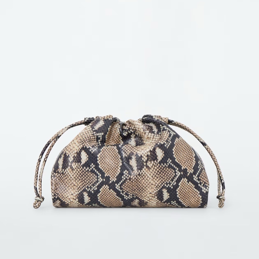 COS Mini Cavatelli Clutch Bag Snake Effect Leather